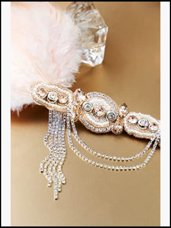 Gatsby Flapper Headband Vintage Retro Feather Headpiece for 1920s Parties